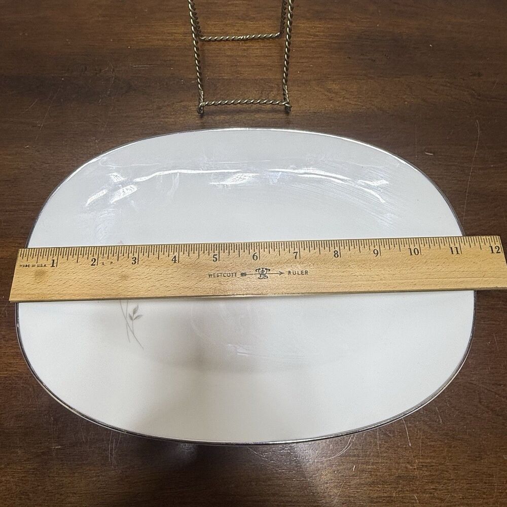 Noritake PASADENA 6311 Japan 11 1/2" Oval Pink Grey Rosebud Platinum Trim - Picture 6 of 9